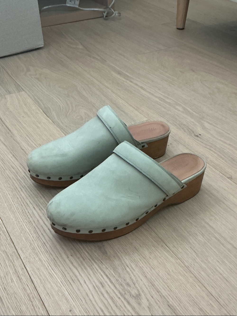 Madewell Mint Green Suede Clog Mules